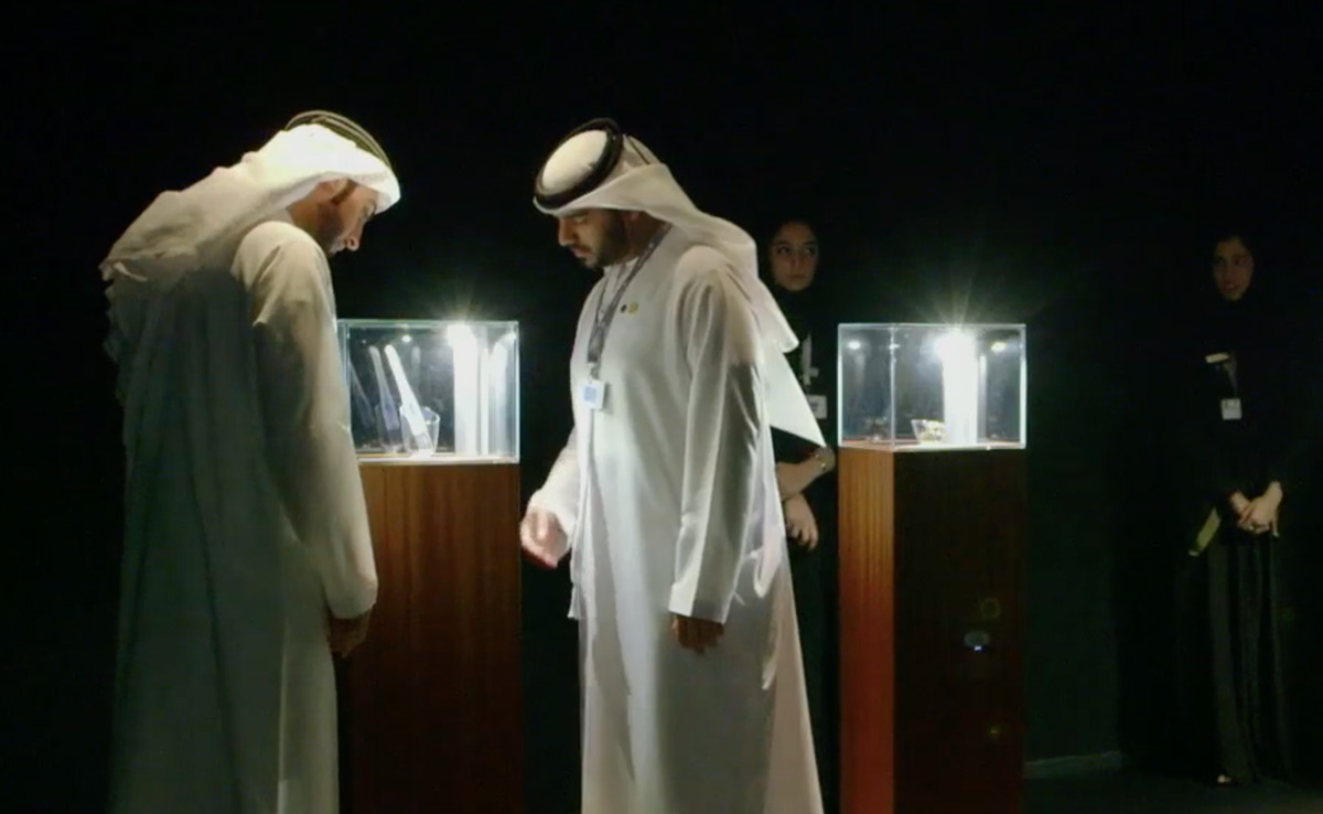 Visitors viewing part of the exhibition